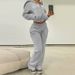 Women's Clothing Hooded Zipper Sweatshirt Elastic Waist Loose Casual Straight Pants Two Piece Suit_ecoleips.com