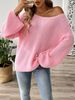 Women's Off-Shoulder Sweater Top Loose Fit Bell Sleeve Knit Pullover Casual Chic Streetwear_ecoleips.com