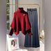Women's Clothing Long Sleeved Knit Sweater Elegant Winter Cape Sleeve Knit Sweater Set With High Waist Pants - Flattering & Stylish Outfit For Women_ecoleips.com