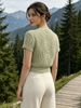 French Openwork Textured Short Sleeve Cardigan Knit Top_ecoleips.com