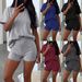 Women's Ribbed Knit Short Sleeve Top And Shorts Set - Comfortable Casual Two Piece Outfit For Summer_ecoleips.com