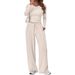 Asymmetrical Design Casual Jumpsuit For Women - Long Sleeve Wide Leg Pants Set, Versatile Sporty Outfit For Multiple Occasions_ecoleips.com