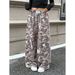 Women's Clothing Branch Pattern Printed Casual Pants For Women High Waist Hot Style Loose Versatile Wide Leg Long Pants_ecoleips.com