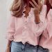 Elegant Ruffle Blouse Women's Loose Fit Long Sleeve Shirt - Casual Office Tops With Flounce Detail, Plus Size Friendly_ecoleips.com