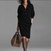 Women's European American Autumn Casual Loose Straight Knit Sweater Dress Button down Collar mid Length_ecoleips.com
