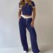 Women's Casual Wide Leg Pants Set Short Sleeved Solid Color Sportswear Two-Piece Spring Summer Clothing_ecoleips.com