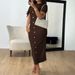 Elegant Retro Short Sleeve Knit Dress Slim Fit Ribbed Bodycon Midi Versatile Style Women's Clothing_ecoleips.com