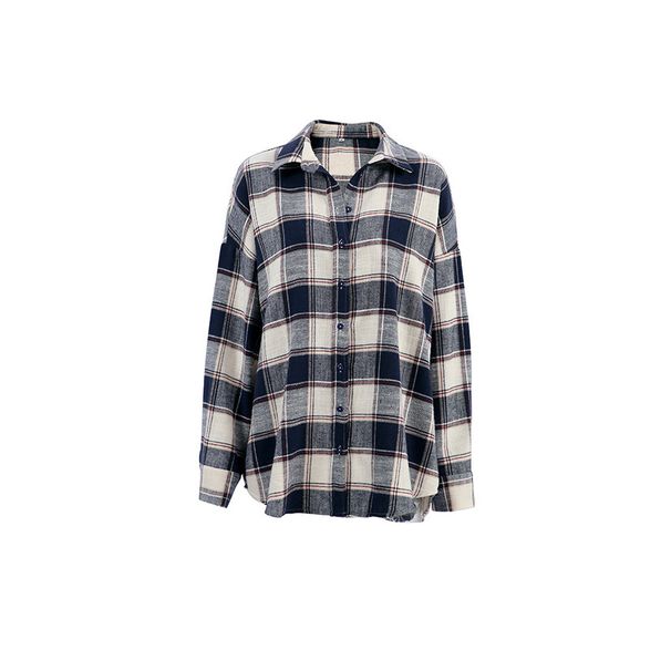 Women's Clothing Winter Plaid Long Sleeved Shirt Loose Casual Lazy Style Women's Large Print Jacket Fashion_ecoleips.com