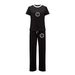 Summer Casual Smiley Face Print Pant Set Short Sleeve Top & Pants Ensemble European American Style_ecoleips.com