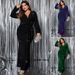 Women's Clothing Plus Size Clothes Elegant V-Neck Fishtail Evening Dress For Women - Plus Size Long Sleeve Slimming Banquet Gown_ecoleips.com