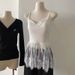 Sexy Lace Patchwork Camisole For Women, Autumn Pure Desire Style, White Base Layer, Slim-fit Tight Hot Girl Top_ecoleips.com