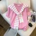 Women's Clothing The New Design Short Sleeved T Shirt For Early Autumn, Thin Knitted Sweater Top For Women With Shawl_ecoleips.com