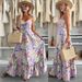 Women's Clothing Spring And Summer Simple Fashion Print Summer New V Neck Pullover Suspender Dress_ecoleips.com