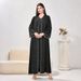 Modest Abaya Dress/Muslim Dress Women Glamorous Dubai-Style Abaya Dress – Sparkling Crystal Embellishments & Relaxed Fit For Modest Fashion_ecoleips.com