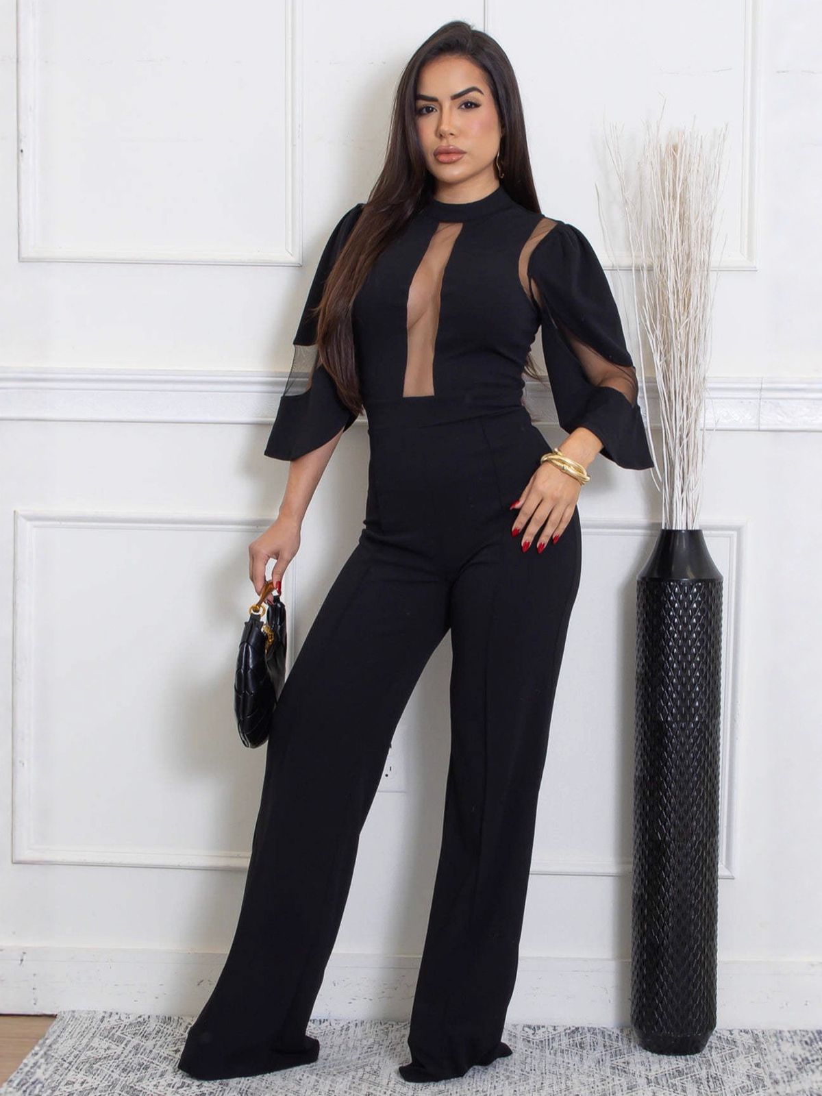 Chic Women's One Shoulder Ruffle Jumpsuit High Waist Loose Fit Fashionable Romper_ecoleips.com