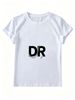 Women Summer Crew Neck Short Sleeve T-Shirt, Minimalist DR Letter Silver Chain Lightning Graphic Casual White Loose Hip Hop Streetwear Tee Top_ecoleips.com
