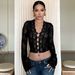 European And American Best-Selling Women's Clothing 2024 Autumn New Fashion Printed Sexy Mesh Lace Cardigan T-Shirt_ecoleips.com