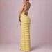 Women's Sexy Halter Backless Ruffled Fringe Bodycon Maxi Dress – Evening Party Gown_ecoleips.com