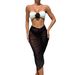 Women's Clothing Color Matching Sexy New Rose Three Piece Mesh Long Skirt Swimsuit Bikini_ecoleips.com