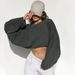 K Round Neck Sweatshirt With Exposed Navel, Women's Short Sports Base Shirt, T-shirt, Knitted Shirt, Long Sleeved Top. No Hats Or Other Accessories_ecoleips.com