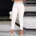 Women's Clothing women's webbing hollow belt temperament commuting high waist casual solid color pencil nine point pants_ecoleips.com