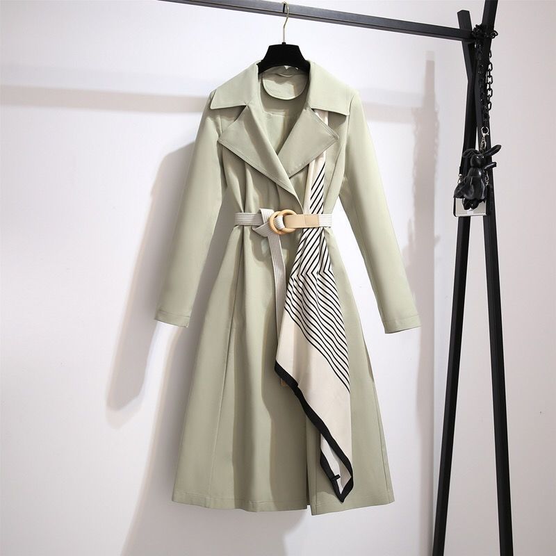 Women's Trench Coat – Oversized Mid-Length Jacket With Belt & Scarf, Lightweight Polyester Coat For Spring & Fall (S-4XL, 3 Colors)_ecoleips.com