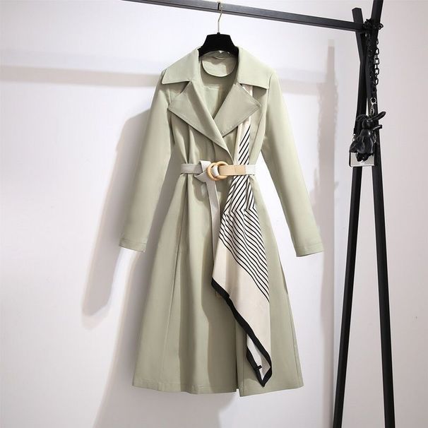 Women's Trench Coat – Oversized Mid-Length Jacket With Belt & Scarf, Lightweight Polyester Coat For Spring & Fall (S-4XL, 3 Colors)_ecoleips.com