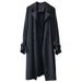 Spring Women's Trench Coat – Long Lightweight Jacket, Loose Fit, Pure Color Over Knee Coat For Office & Casual (Black, Beige, S-3XL)_ecoleips.com
