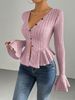 Elegant V-Neck Ruffle Blouse – Flared Sleeve Tunic Top For Women (S-XL, 5 Colors)_ecoleips.com