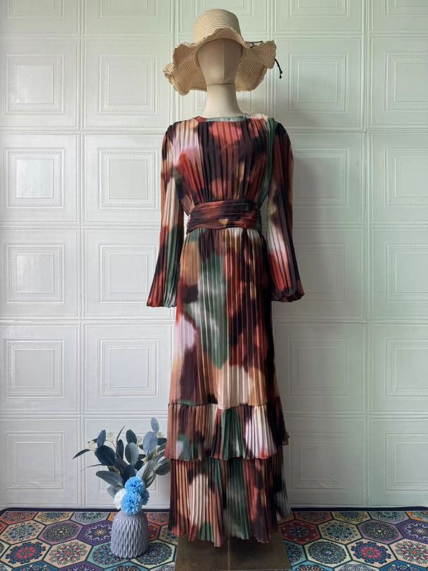 Round Neck Long Sleeve Dress - Oversized Casual Maxi Dress (Breathable & Comfortable Trendy Loose Fit For Everyday Wear)_ecoleips.com