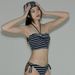 Striped Halter Bikini Set – High Waist Tummy Control Swimwear For Beach Vacation (Red/Black/Blue, Separates & One-Piece)_ecoleips.com