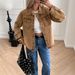 Women's Distressed Fringe Denim Jacket - Oversized Shirt Style Casual Coat With Turn-Up Cuffs (Brown, S-XL)_ecoleips.com