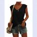 2025 Summer New Women's Casual Solid Color Sleeveless Vest V-Neck Top T-Shirt Women A47_ecoleips.com