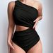 Women's Clothing Solid Color One Shoulder One Piece Swimsuit For Women Sexy Tight Swimsuit_ecoleips.com