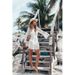 Women's Clothing Sexy Lace Long Sleeved V Neck Dress_ecoleips.com