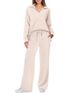 Women's Long Sleeve Drawstring Jogger Set Pure Color Casual Fall Lounge Outfit Comfortable 2 Piece Coordinated Tracksuit_ecoleips.com