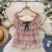 Sweet Bow Multi Layered Mesh Shirt Korean Style Women's Fashionable Youthful Short Sleeved Top_ecoleips.com