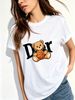 Women Crew Neck Short Sleeve T Shirt Basketball Bear Letter Graphic Tee Sporty Retro Hip Hop Loose Casual Streetwear Summer Tops_ecoleips.com