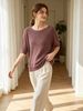 Loose Soft Breathable Half Sleeve Knit Top_ecoleips.com