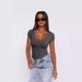 Women's Clothing Threaded Pullover Solid Color Hot Girl Outfit Versatile Sexy Fashion Short Sleeve Tops_ecoleips.com