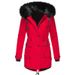 Women's Winter Fleece-Lined Parka Coat With Thickened Cotton, Faux Fur Collar, Flared Hem, Long Sleeve Casual Outerwear_ecoleips.com