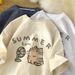 Women's Oversized Cartoon Short Sleeve T-Shirt Loose Fit Versatile Top Niche American Style New Design_ecoleips.com