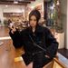 Black Horn Buckle Lamb Plush Coat Women's Autumn And Winter Plush Thick Fur Integrated Medium And Long Style Huge Good-looking Early Winter_ecoleips.com
