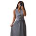 Voya Women's Trade African New Style Women's Summer Sleeveless Vest Heavy Pleated Long Skirt Two-Piece Set_ecoleips.com