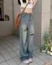 Women's Clothing Ripped Jeans For Women Autumn Retro Hot Girl Washed High Waist Slim Wide Leg Pants Mopping Long Pants_ecoleips.com