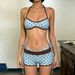 Summer Sexy Bikini Women's Polka Dot Color Block Halter Neck Set Shorts Three Piece Beach Vacation Style_ecoleips.com