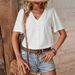 Aria Basics Aria Basics Cross-border Foreign Trade V-neck T-shirt 2026 Summer New European And American Women's Lace Patchwork_ecoleips.com