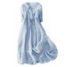 Women's Casual Cotton Linen Loose Dress Solid Color New_ecoleips.com