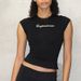 Summer New Style Women's T-Shirt Letter Print Tight Fitting Cropped round Neck Short Sleeve European American Cross Border Clothing for Women_ecoleips.com