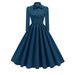 Women's Long Sleeved Dress French Bow 50s Large Flared Skirt Autumn New Style Cross Border European American Women's Dress_ecoleips.com